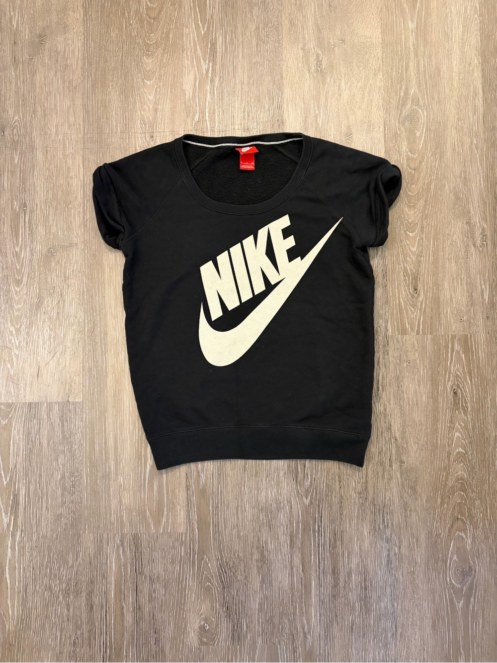 Vintage Nike Black Logo Short Sleeve Sweatshirt Top